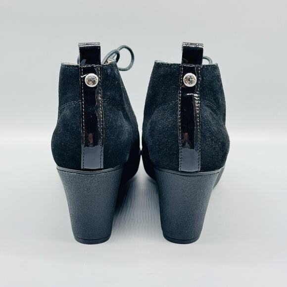 Donald J Pliner Boots Women 6.5 Black Suede Wedge Ankle Lace Up Comfort NAKKA-23 - Picture 6 of 11